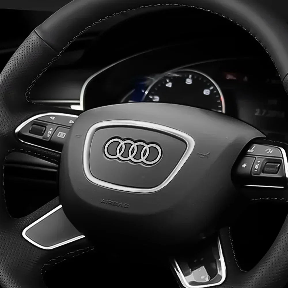 Automobile Steering Wheel Logo Bright Frame Strip Electroplated Car Logo Sticker For Audi A3 A4 B8 8P B9 8V A5 A6 C7 A7 Q3 Q5 Q7