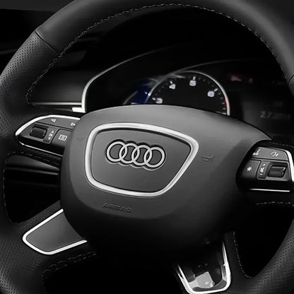 Automobile Steering Wheel Logo Bright Frame Strip Electroplated Car Logo Sticker For Audi A3 A4 B8 8P B9 8V A5 A6 C7 A7 Q3 Q5 Q7