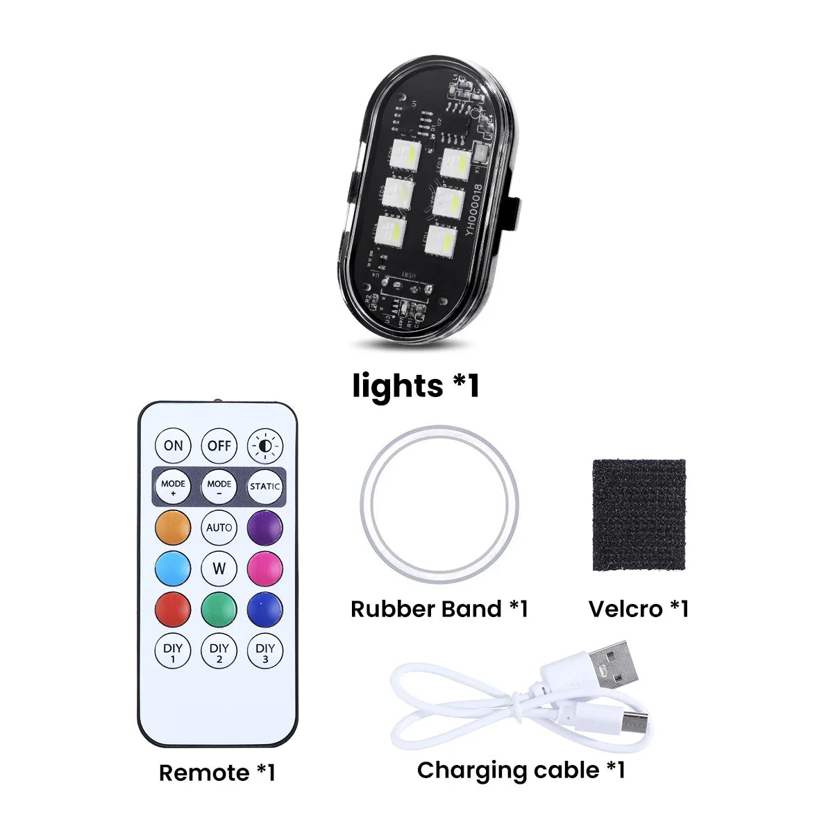2/4/6pcs Wireless LED Strobe Lights Car Decor Atmosphere Light 8 Colors Rechargeable Led Lights Anti-Collision LED Warning Light