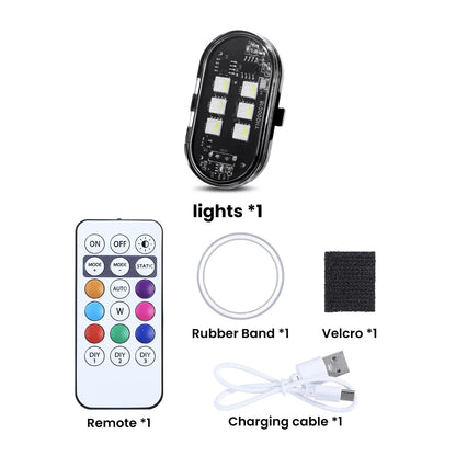 2/4/6pcs Wireless LED Strobe Lights Car Decor Atmosphere Light 8 Colors Rechargeable Led Lights Anti-Collision LED Warning Light