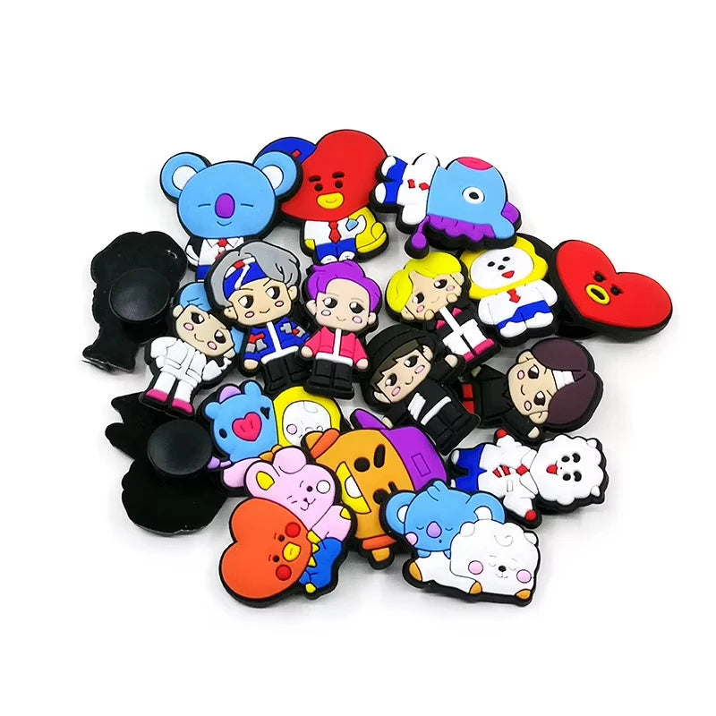 7-240PCS Kawaii cartoon Shoes Charms DIY PVC Shoe Bag  Accessories For Bookworm Wristband Pendant Decoration Kids Xmas Gifts