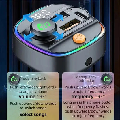 Best FM Transmitter Bluetooth 5.3 Hands-Free Car AUX Radio Modulator MP3 Player with Fast Charging Adapter Auto Accessories New