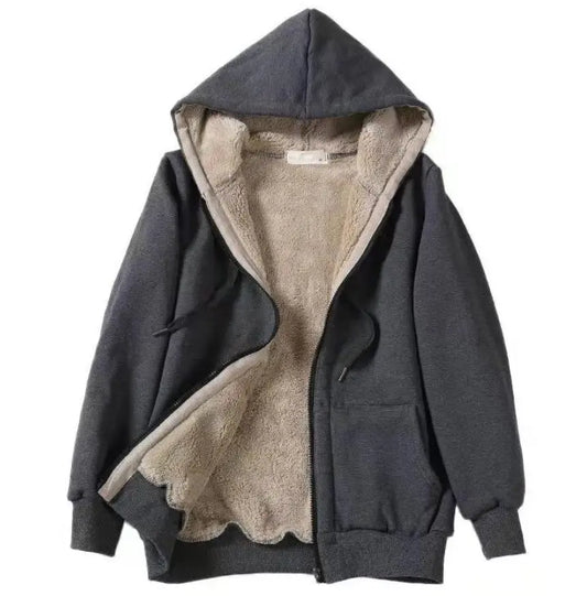 Autumn New Street Style Women's Hooded Long Sleeve  Color Sweatshirt Printed Plush Loose Outerwear Casual Streetwear