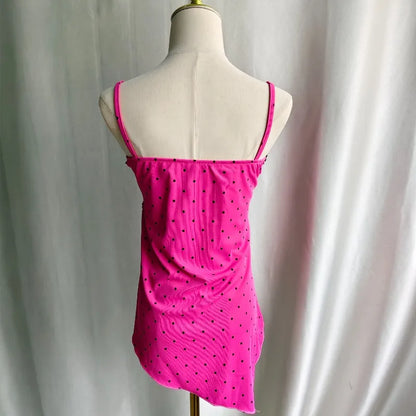 Kimotimo Vintage Cute Polka Dot Camisole Vest Women Japanese Y2k Aesthetic Spliced Lace Tanks Sweet Versatile Sleeveless Tops