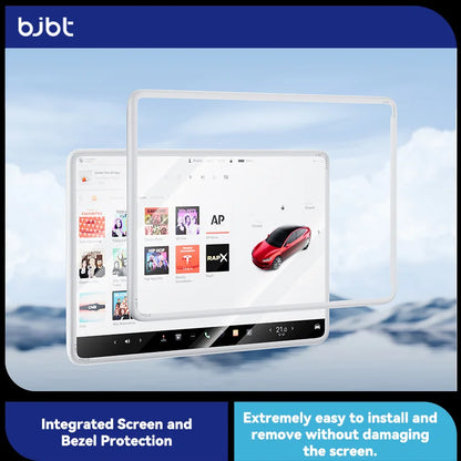 2-in-1 BJBT Tempered Glass Screen Protector for Tesla Model 3 Y Juniper Accessories 2025 2026 Case With Protective Frame