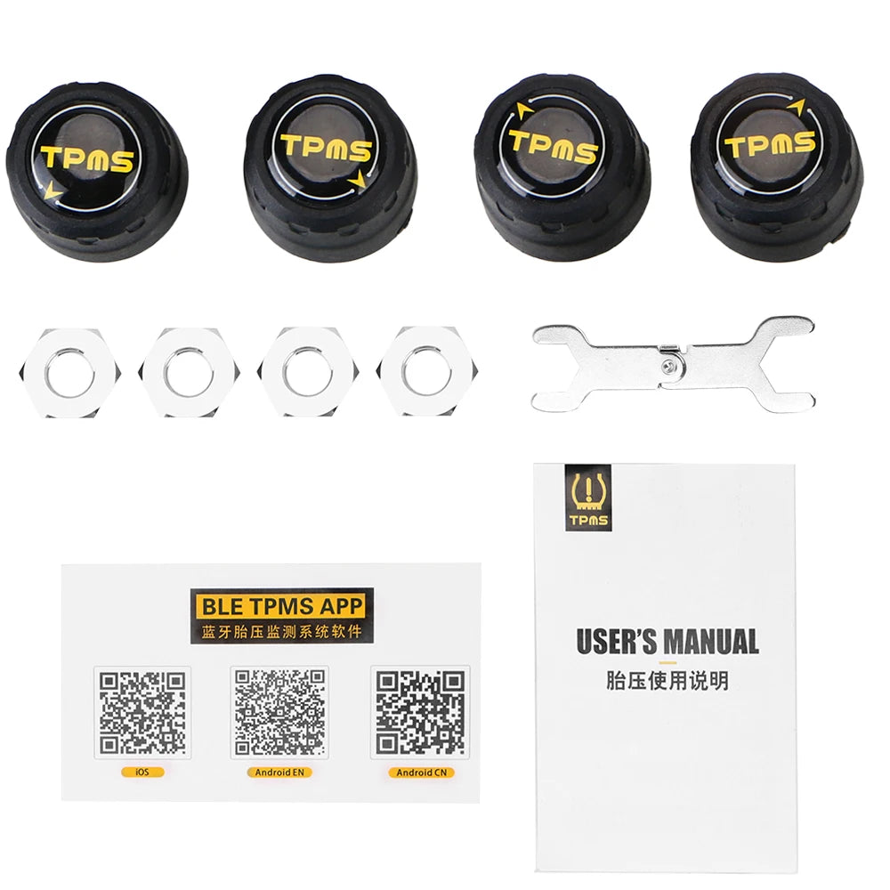 External Alarm Tire Pressure Sensors Car Tire Pressure Sensor Waterproof Android iOS BLE TPMS Universal Bluetooth 4.0 5.0