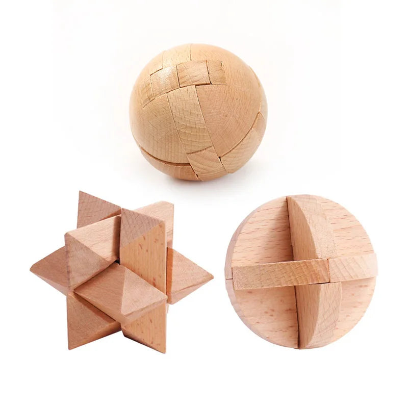 3PCS Set LuBan Lock Wooden Puzzle Brain Teaser IQ Test Toys Educational Mind Games For Adults Kids Unlock Interlock Game
