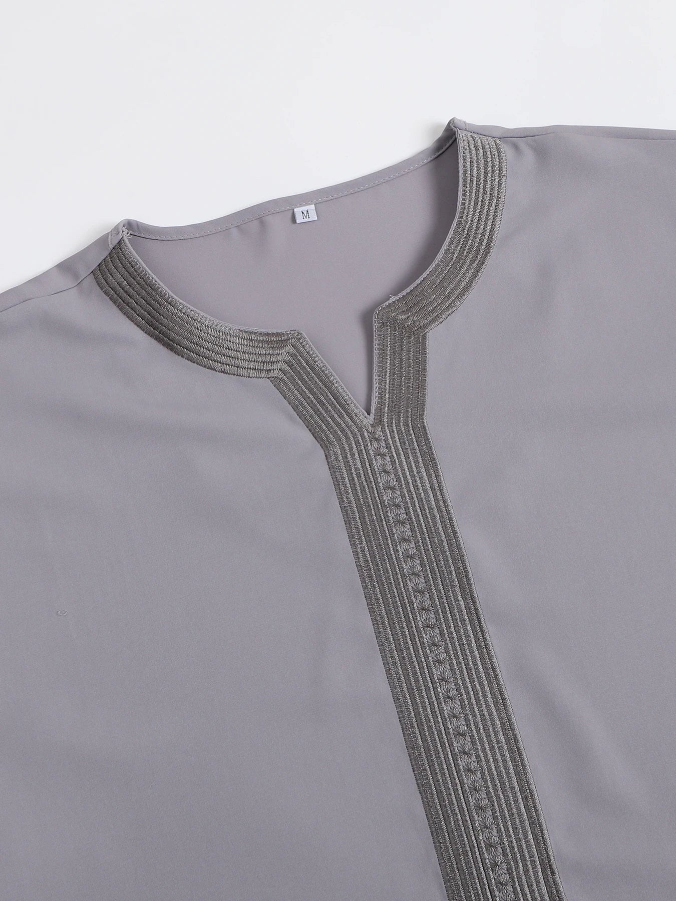New Summer 2025 Moroccan Robe for Men Hand Embroidered Stripes Loose Breathable Djellaba Abaya Muslim Clothing