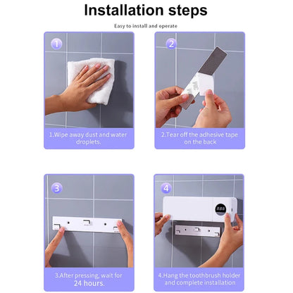 UV Toothbrush Holder Rechargeable Fast Drying Toothbrush Sterilizer With LED Display Wall-mounted Automatic Toothbrush Holders