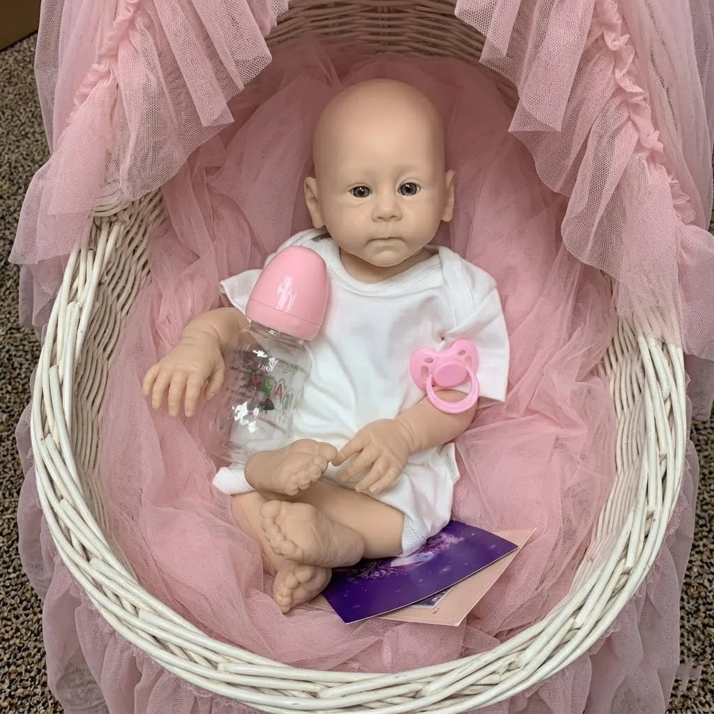 18Inch Cuddly Open Mouth bebê reborn de silicone sólido Girl Doll With Painted & Unpainted Skin Reborn Girl Doll For Collectors