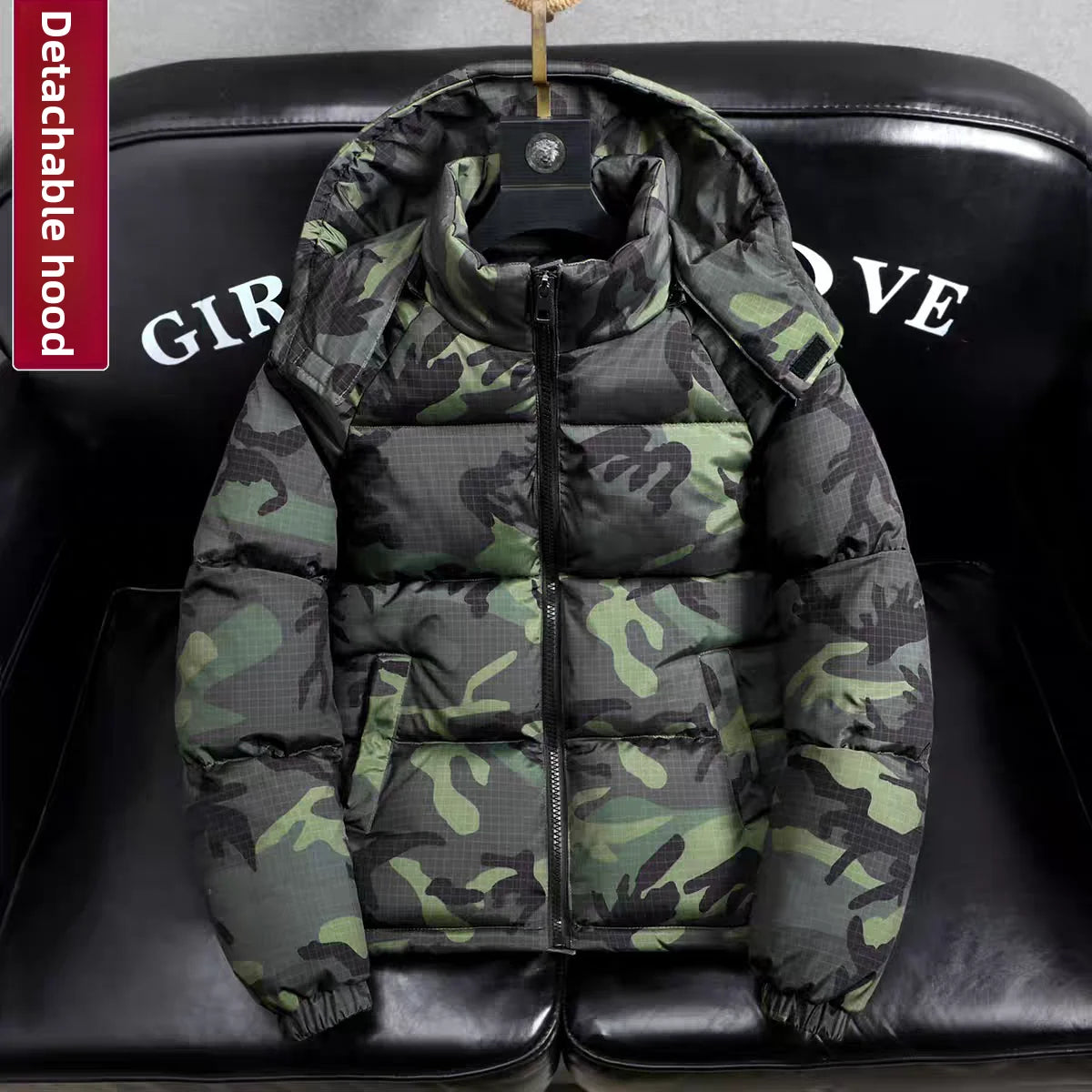 Men's Winter Camouflage Thickened Warm Detachable Hood Cotton Jacket Outdoor Fashion Cold Resistance Dirt Resistant Workwear
