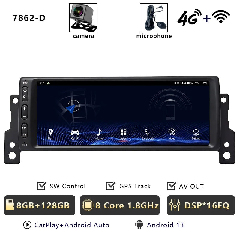 CHSTEK Android 14 Car Radio Stereo For BMW Mini Cooper S R50 R52 R53 2004-2007 Carplay Multimedia Player GPS WIFI 4G Autoradio