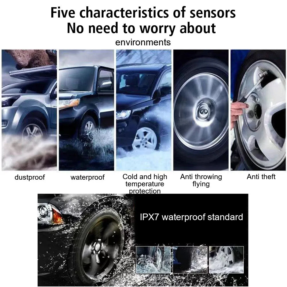2/4PCS TPMS Sensors Bluetooth 4.0/5.0 APP Display Car TPMS Tire Pressure Monitoring System Motorcycle TPMS Tyre Tester Alarm Set