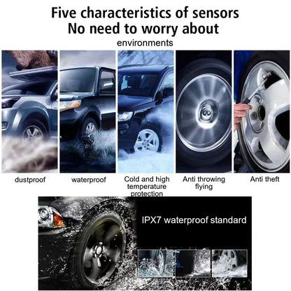 2/4PCS TPMS Sensors Bluetooth 4.0/5.0 APP Display Car TPMS Tire Pressure Monitoring System Motorcycle TPMS Tyre Tester Alarm Set
