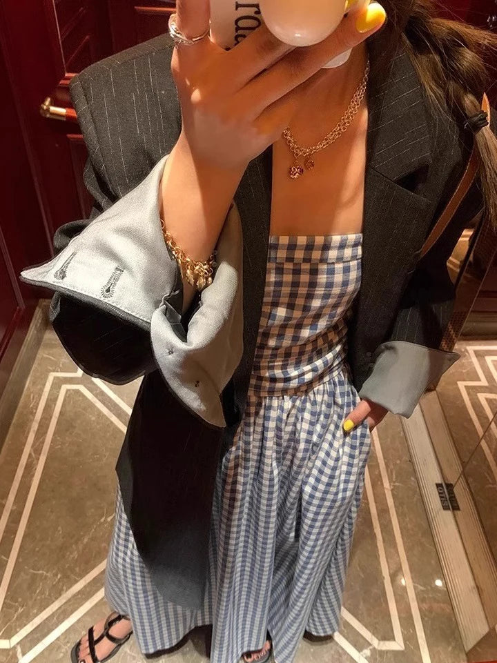 Thai Vacation Style Off-Shoulder Wrap Dress Women's Summer Design Sensation Waist-Cinching Tube Top Long Dress