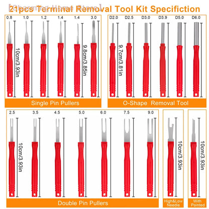 【M】21Pcs Terminal Removal Key Tool, Terminal Pin Extractor Puller Repair Remover Key Tool For Car