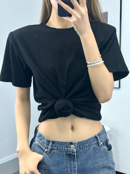 Dark grey simple pleated slim fit women's top,Y2K knot-twist sleeveless vest 2026 summer new model Woman clothes