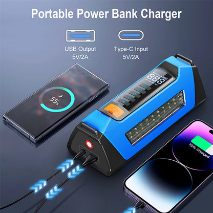 8000a Amp 200 Psi Car Jumper Multi Function 12v Battery Booster Capacitor Auto Compressor Power Bank Jump Starter With Air Pump