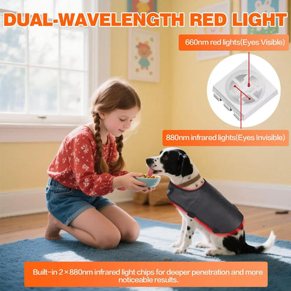 Red Light Therapy for Pets Back,660&850 nm Wavelength, Portable Wearable Infrared Light Device, for Dog, Cat Relieving Back Pain