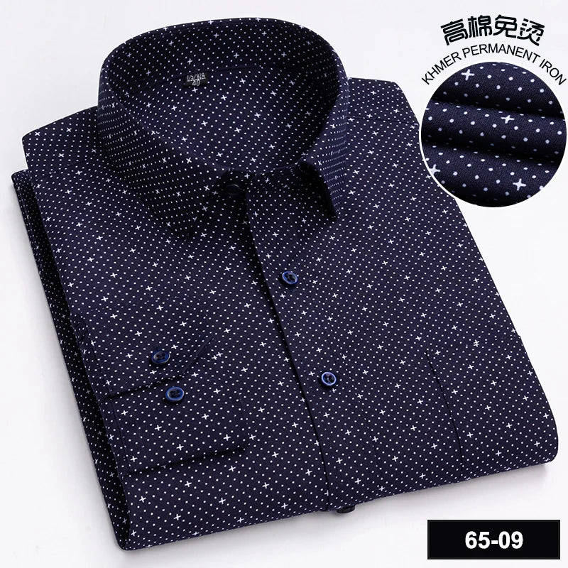 Men's High-quality Fashion Casual Print Plaid Stripe Long Sleeve Shirts Single Pocket Comfort Fit Business Formal Office Blouses