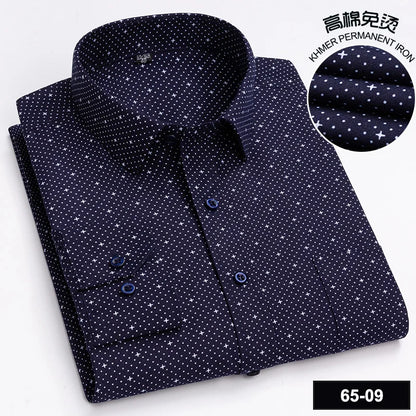 Men's High-quality Fashion Casual Print Plaid Stripe Long Sleeve Shirts Single Pocket Comfort Fit Business Formal Office Blouses