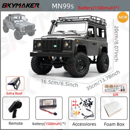 New MN99S V2 1:12 Scale MN Model RTR RC Car 2.4G 4WD RC Rock Crawler MN98 MN99 Defender Pickup Remote Control Truck Toys