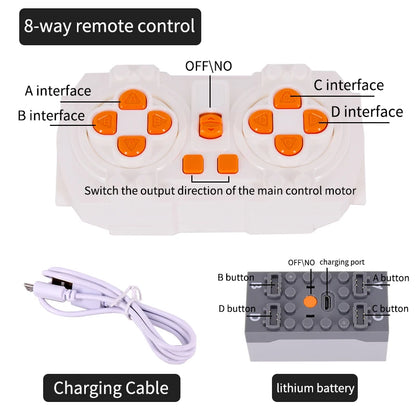 MOC High-Tech Power Functions Servo Motor Polarity Switch Light Set IR Speed Remote Control Receiver Battery Box DIY toys