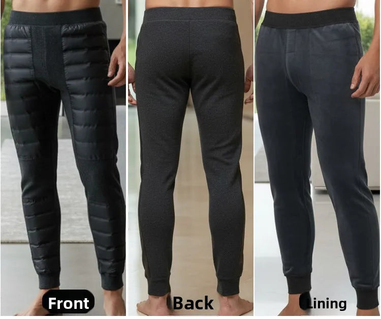 Hengyuanxiang Men's down Pants Thickened Duck down Slim Fit Inner Wear Warm Knee-Padded Long Pants Business Casual Style
