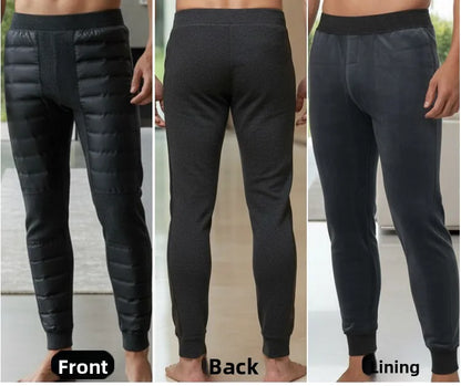 Hengyuanxiang Men's down Pants Thickened Duck down Slim Fit Inner Wear Warm Knee-Padded Long Pants Business Casual Style