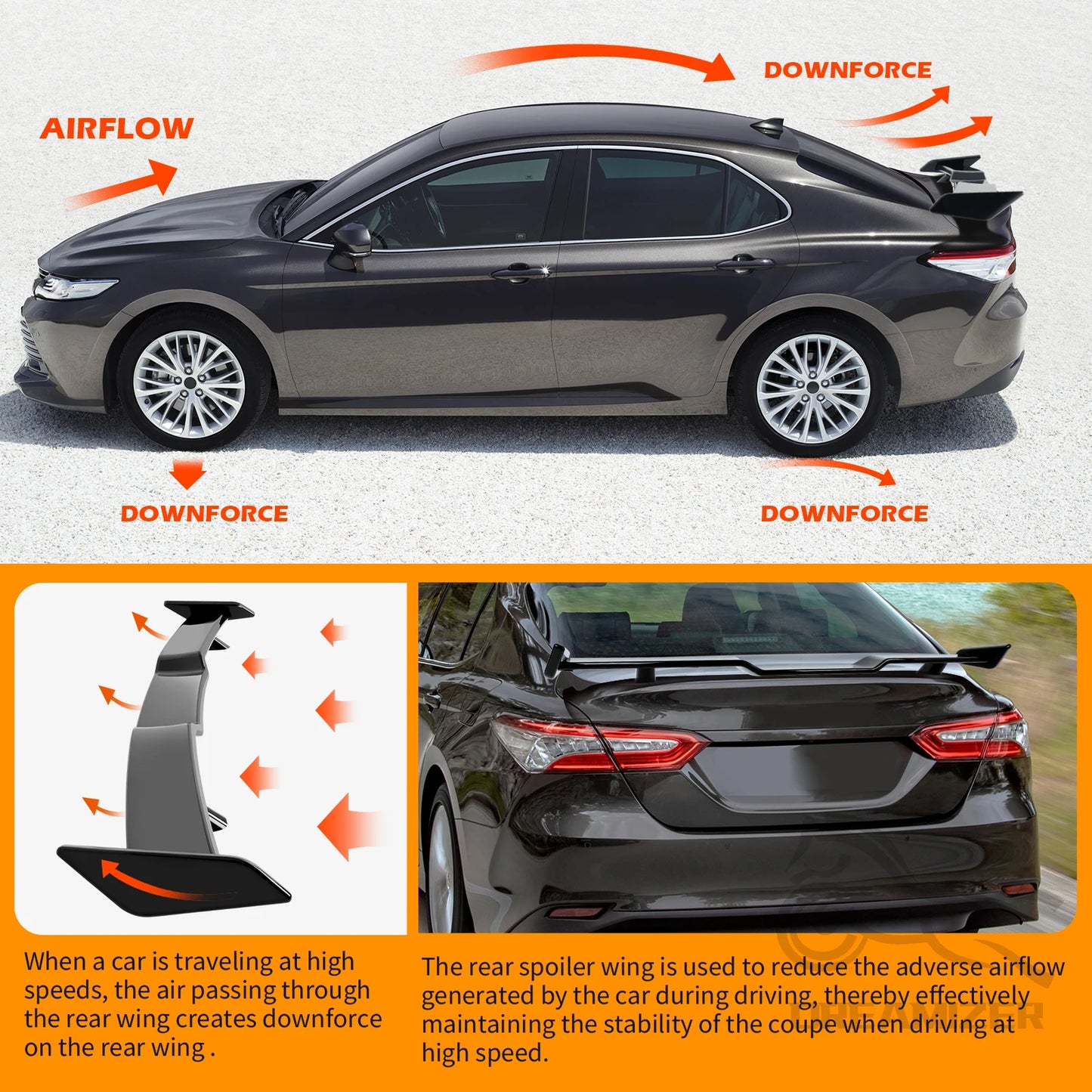 JDM TRD Style Highkick Trunk Spoiler Wing Tailgate Body Kit Accessories For 2018 19 2020 2021 2022 2023 Toyota Camry