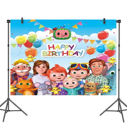 Cocomelon Birthday Party Decoration Tableware Set Birthday Cup Plate Napkin Tablecloth Cake Topper Balloon Party Favors Gifts