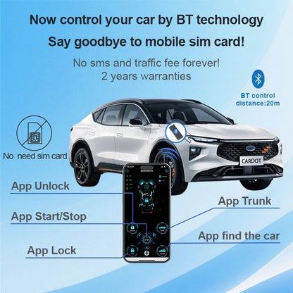 CARDOT BT Digital Key Smart Phone App Car Alarm System Auto Security Keyless Entry Ignition Start Stop Engine