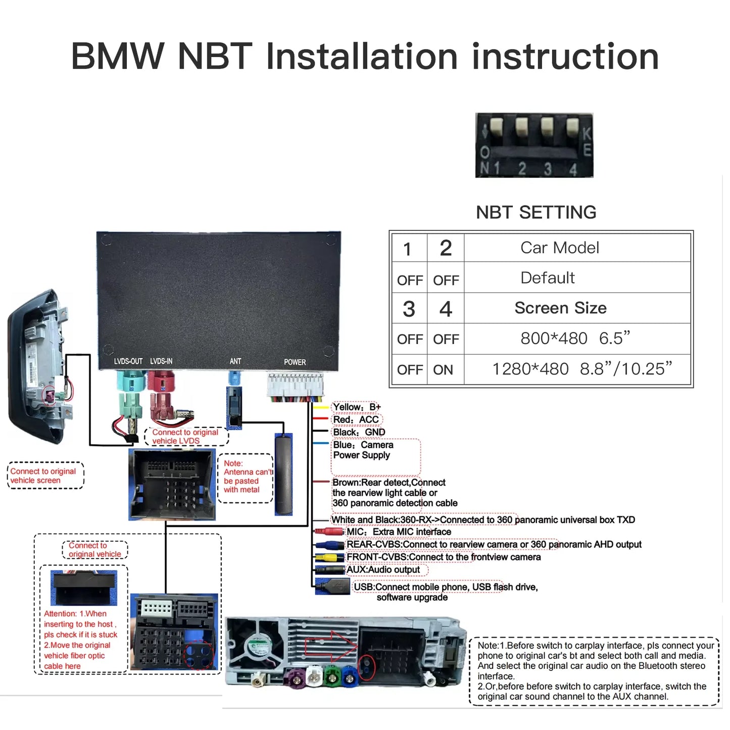 Wireless CarPlay Android Auto for BMW Mini R55 R56 R57 R58 R59 R60 R61 F54 F55 Clubman Countryman Hardtop John Cooper F56 F57