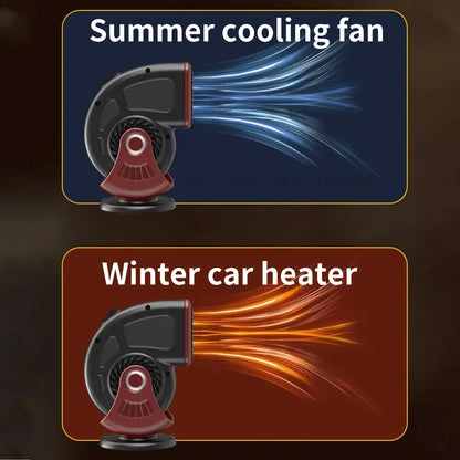 360°Rotate Protable Car Heater for Car Glasses Fogged Demister Defroster 12V 200W Dual Modes Winter Warmer Summer Cooling Fan