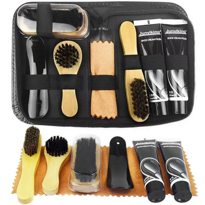 1set Leather Shoes Polish Set Brush Cleaning Kit Keep Shiny Clean Tools for Leather Shoes Care Kit Portable for Boots Sneakers