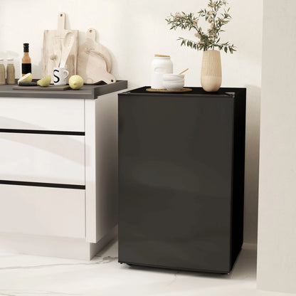 4.5 Cu.Ft Mini Fridge, Single Door Refrigerator with Freezer, Wheels, Adjustable Thermostat, Reversible Door, Black