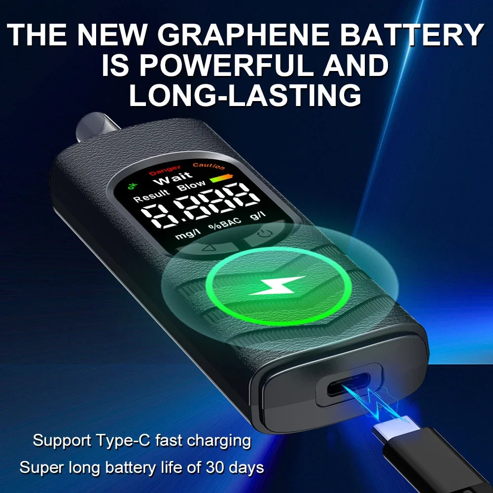 Digital Alcohol Tester Professional Alcohol Detector Breathalyzer Police Alcotester LCD Display Drunk Driving Test for Home