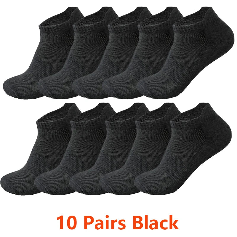 10/20 Pairs Ankle Socks Men Women Breathable Mesh Cotton Socks Running Sports Solid Color Boat Socks Couple Student Ear thletic