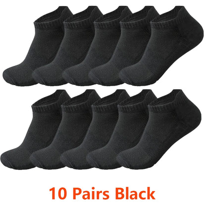 10/20 Pairs Ankle Socks Men Women Breathable Mesh Cotton Socks Running Sports Solid Color Boat Socks Couple Student Ear thletic
