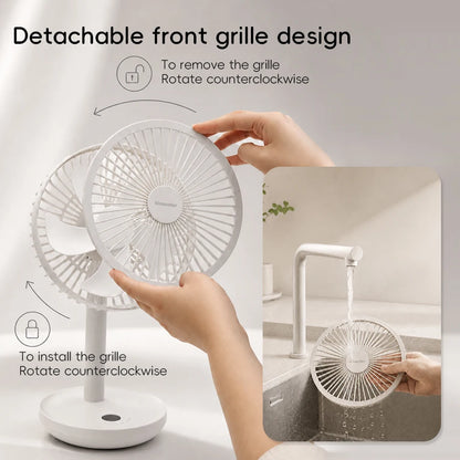 KINSCOTER Smart Oscillating Desktop Fan 5 Gear Wind Speeds Angle Adjustable 4000mAh Rechargeable Fan for Home Office Room