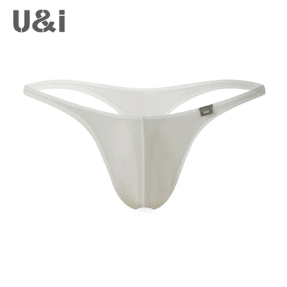U＆I Men's Sexy G-String Underwear Trendy Personality Ultra-Thin 50g Transparent High-Elastic 3D Pouch T-Style Briefs