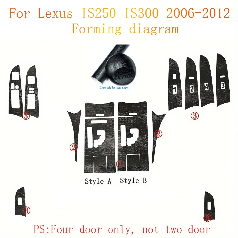 For Lexus IS250 IS300 2006-2012 Interior Central Control Panel Door Handle Carbon Fiber Stickers Decals Car styling Accessorie