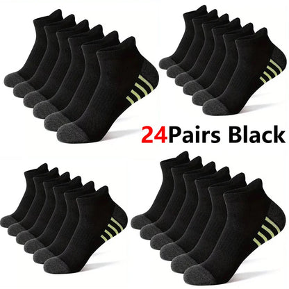 12Pairs Men's plus Size Sports Socks EU39-46 Breathable Comfortable Black White Leisure Outdoor Short Socks for Men