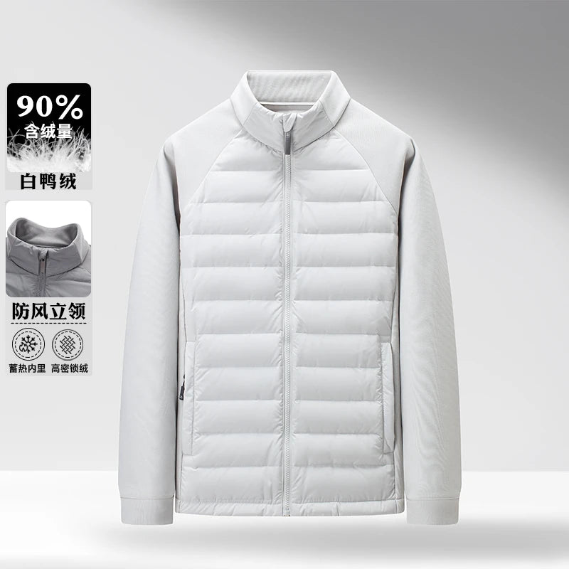 High-quality and fashionable new national standard 90-down lightweight knitted stand-up collar down jacket for men in winter