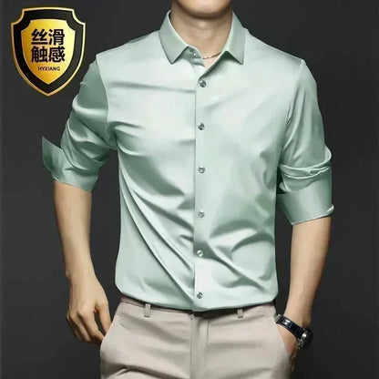 Men's White Shirt Long Sleeve Non iron Business Dress Slim Fit Korean Version Professional Work White Casual Men's Suit Shirt
