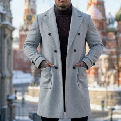 Fall/Winter Men's Wool Blends Overcoat Double-Breasted Knee-Length Trench Coat | Business-Casual & Streetwear Outerwear for Men