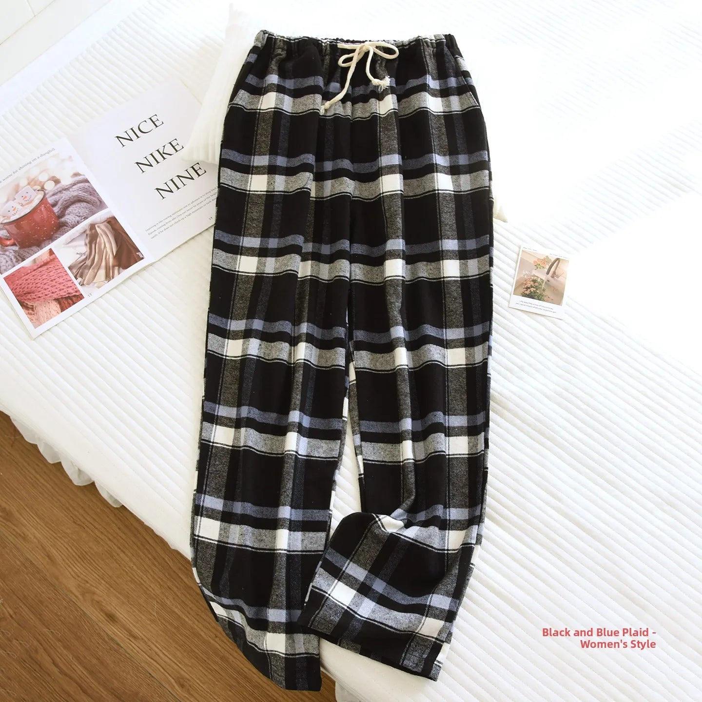 Cotton Flannel Plaid Sleepwear Loose Fit Home Pants Casual Wear for Men And Women Autumn Spring Seasonal Comfortable Long Pants
