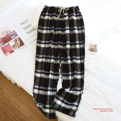Cotton Flannel Plaid Sleepwear Loose Fit Home Pants Casual Wear for Men And Women Autumn Spring Seasonal Comfortable Long Pants