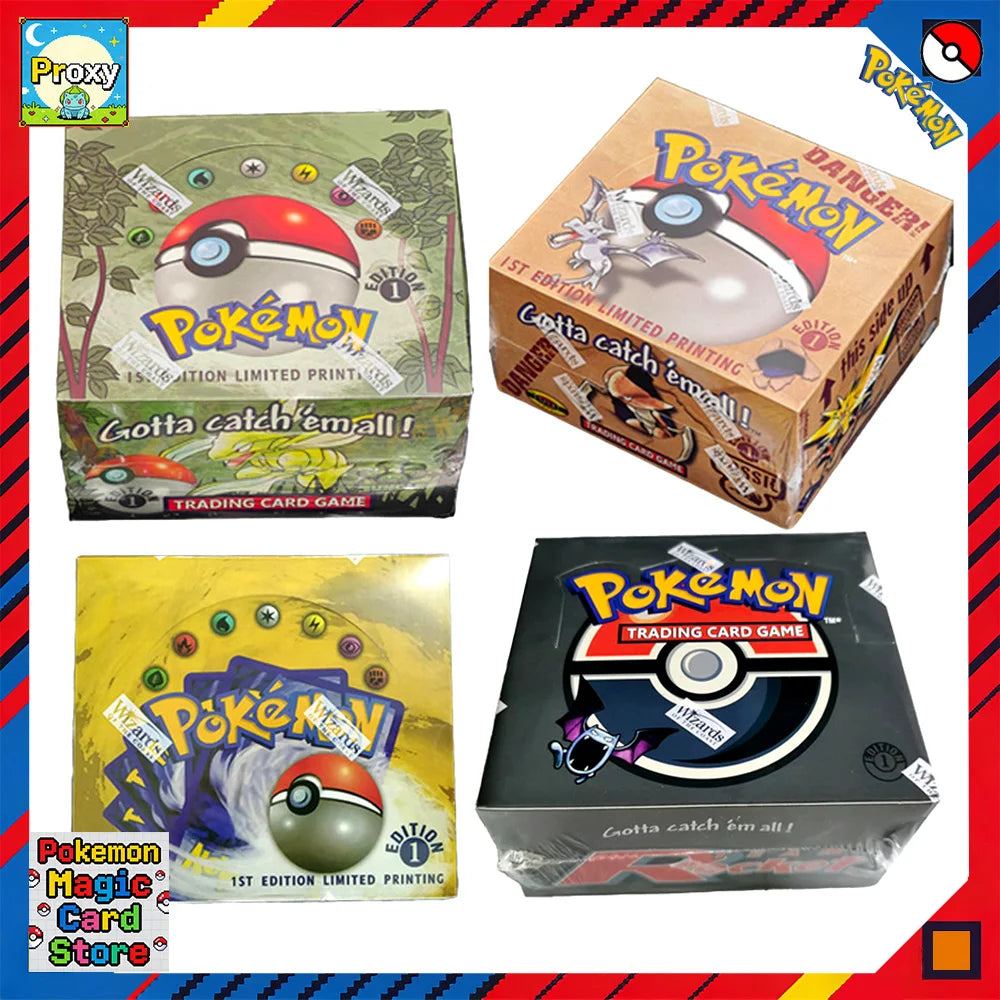 Pokemon 36 Packs 1ST Edition Classic Base Jungle Rocket Fossil Set Proxy Pokémon Cards PKM Games Board Games Card Collection