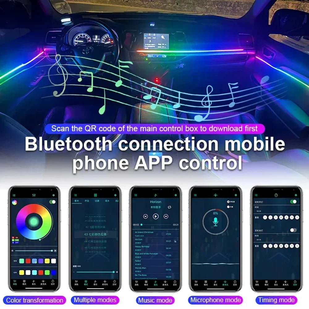 For BMW Only Neon Car Ambient Lights Full 213 Colors Streamer RGB LED Interior Hidden Ergonomic Strip For F10 F20 F30 G20 G30
